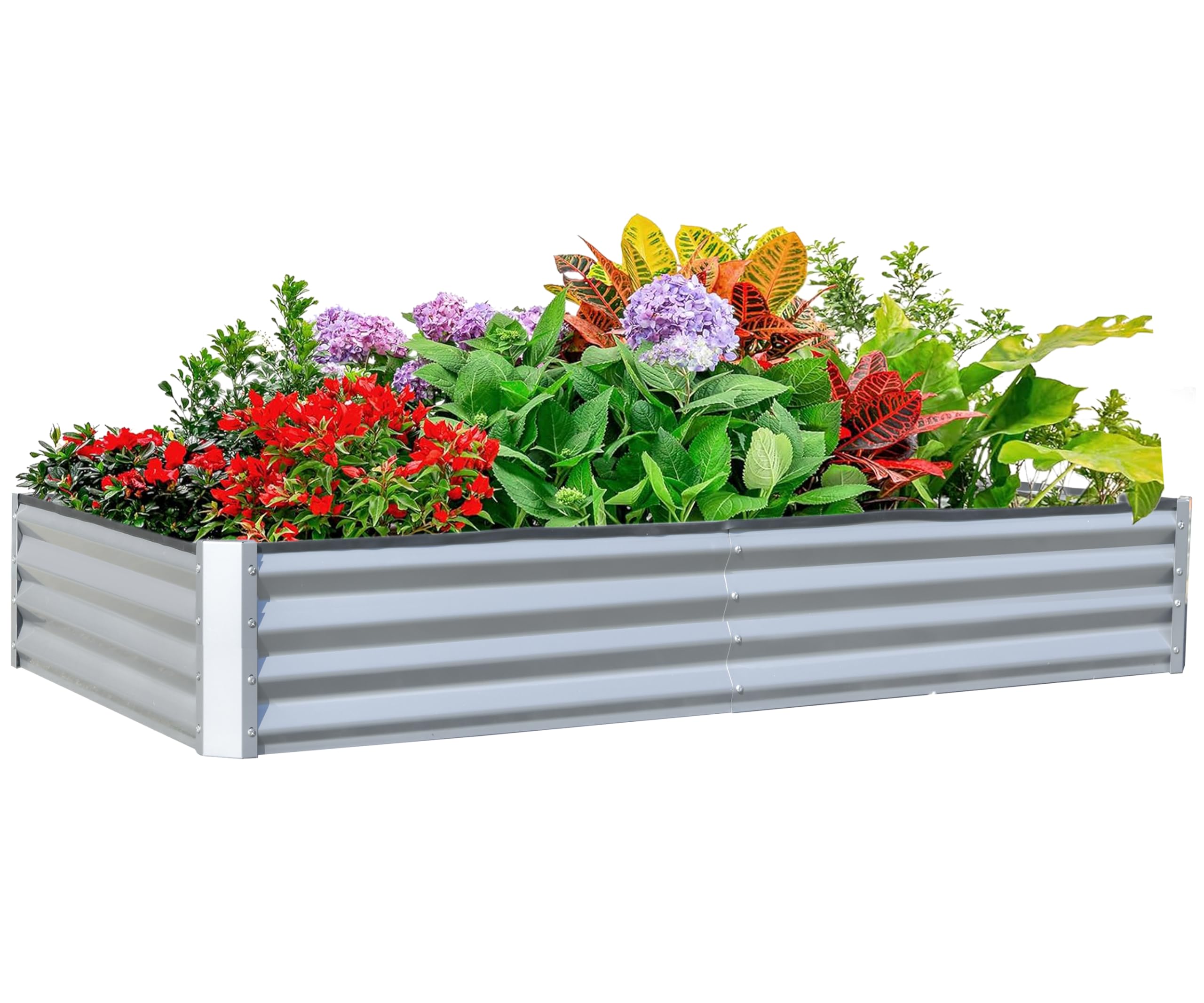 Raised Garden Bed - 6x3x1ft Galvanized Raised Garden Bed, Outdoor
