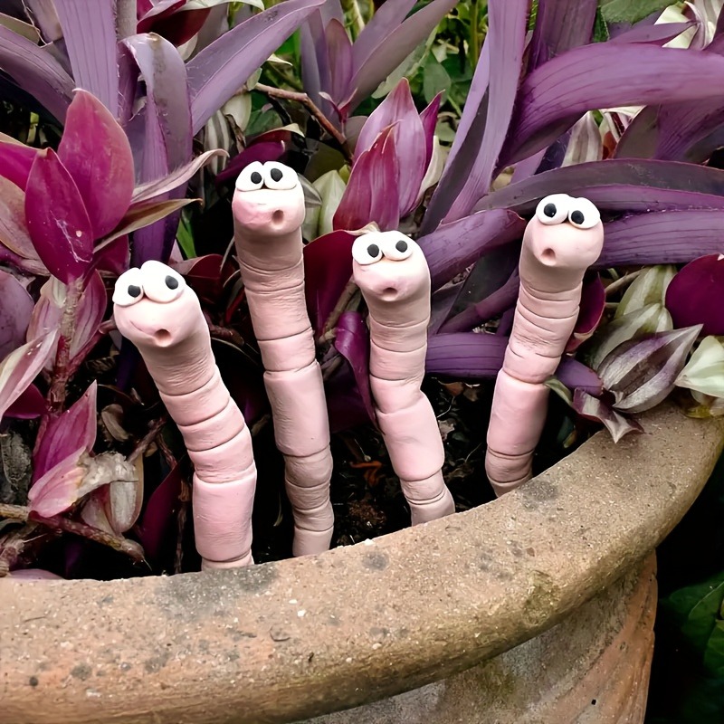 Indoor Herb Garden - Cute Thirsty Worm Plant Decorations Perfect