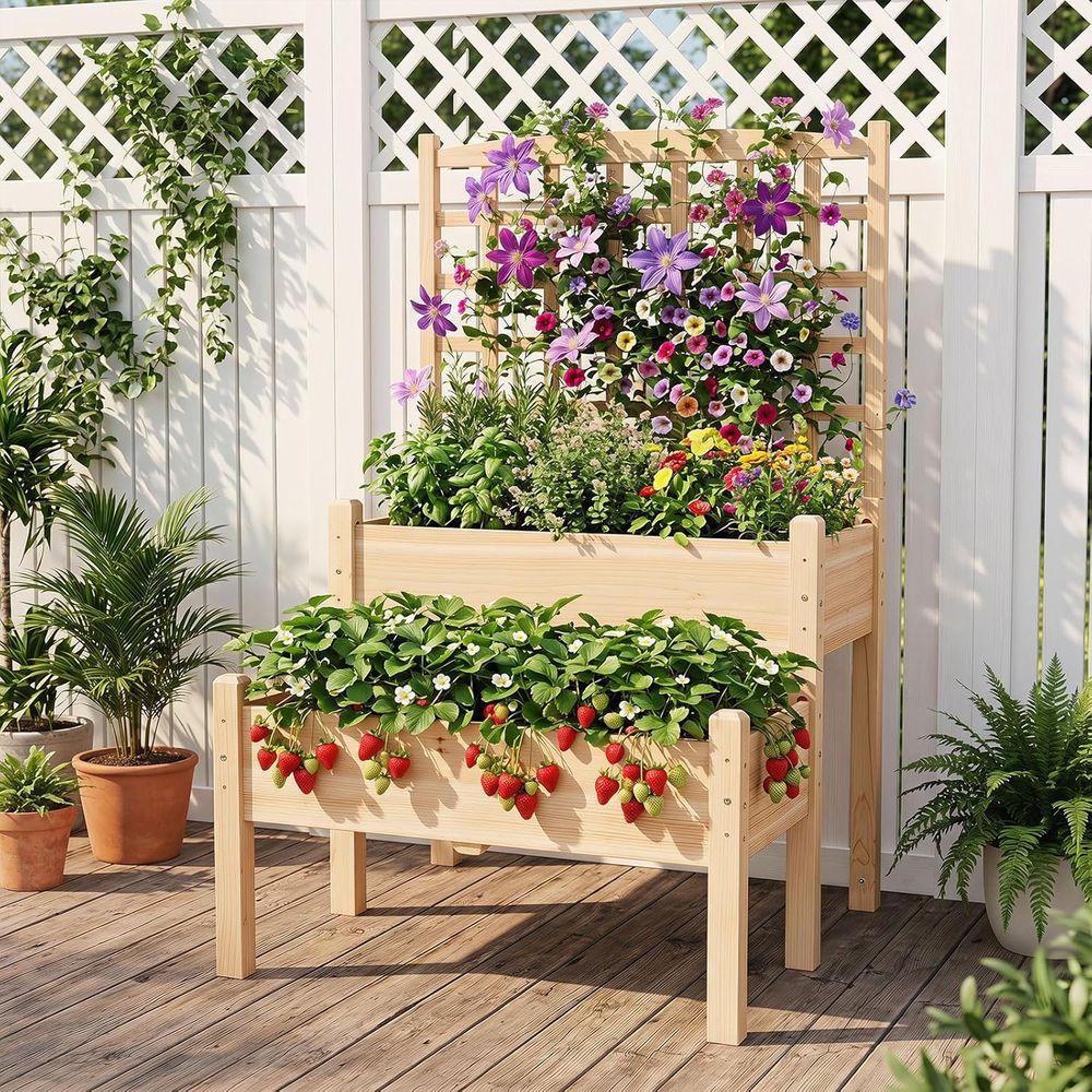 Raised Garden Bed with Trellis - Raised Garden Bed recension och pris