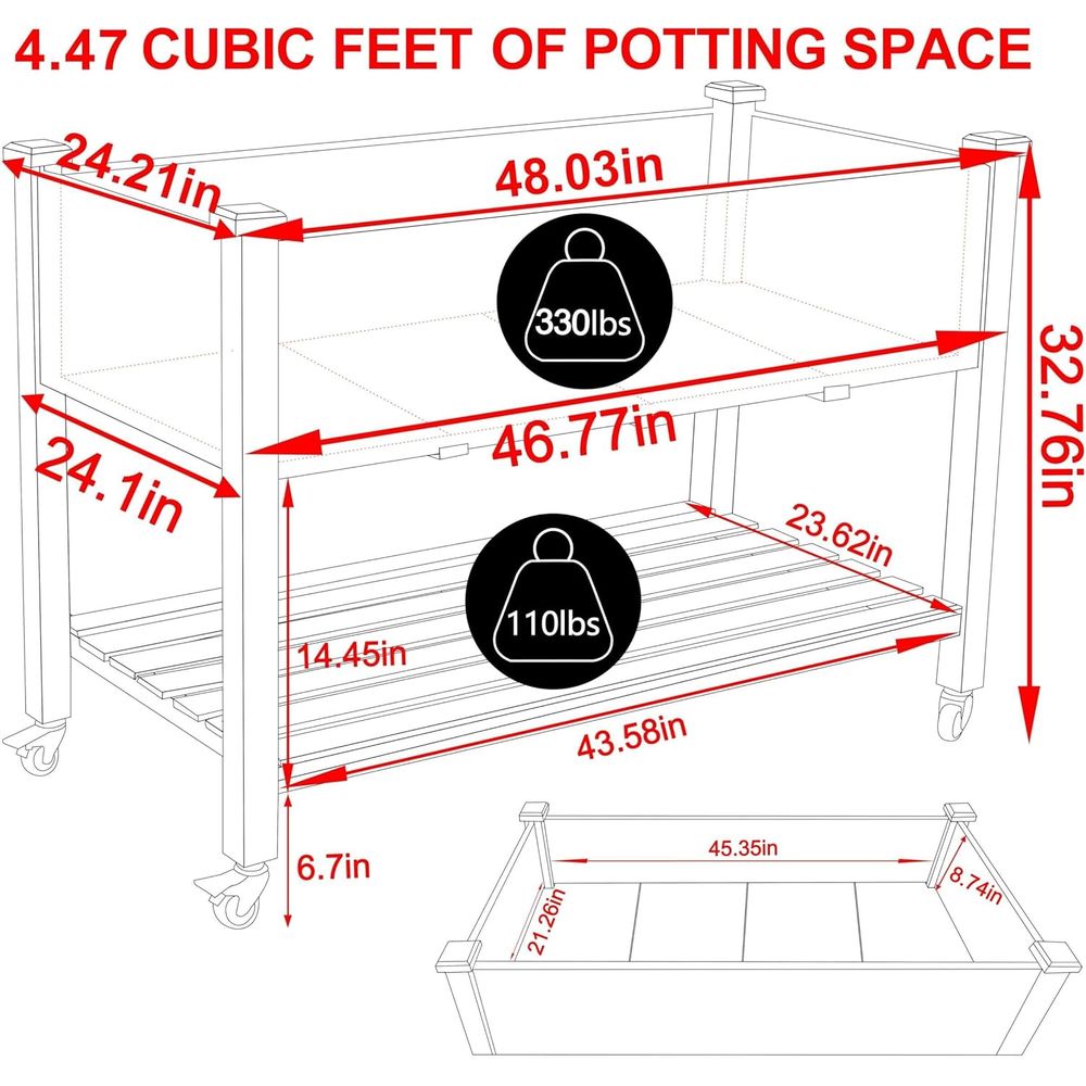 Large 48x24x33in Raised Garden - Raised Garden Bed recension och pris