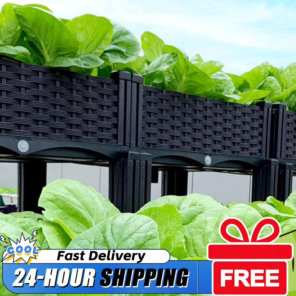 Plastic Raised Planter Box wit - Raised Garden Bed recension och pris